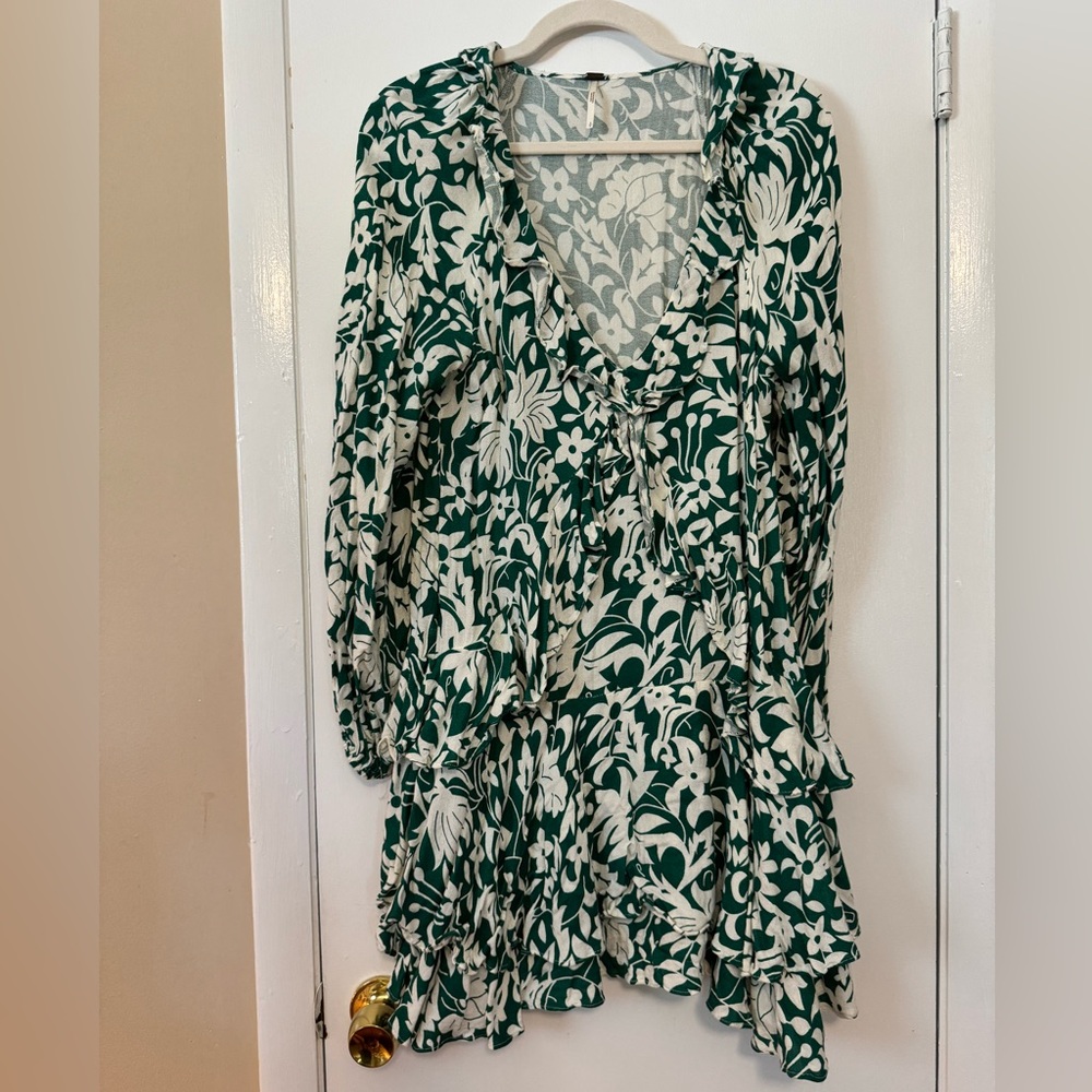 Free People Rebecca Ruffle Long Sleeve Minidress Size S